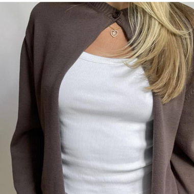 Cardigan Djerf Avenue marrone in cotone biologico