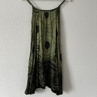 Abito con Spalline e Fantasia, verde, One Size (XS/S/M)