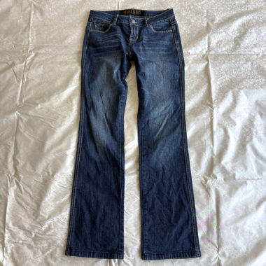 Lower waisted bootcut denim jeans