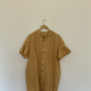 Japanese brand I AM I linen yellow dress 