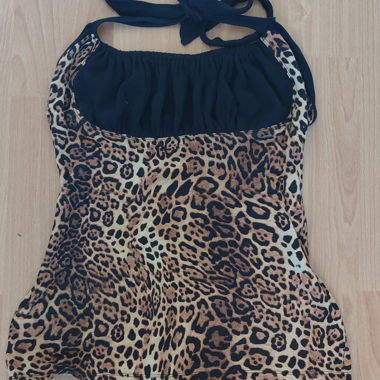 Top Neckholder con stampa leopardata