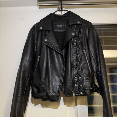 Giacca biker in pelle GUESS nera