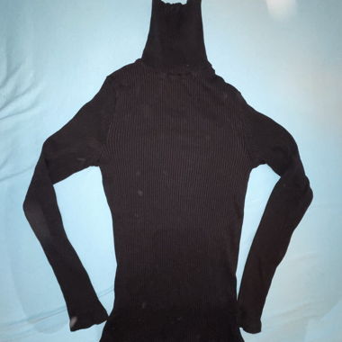 Black Ribbed Turtleneck Sweater