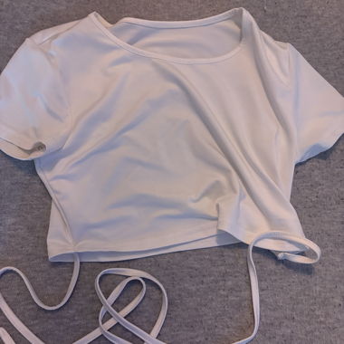 White Lace-Up Crop Top
