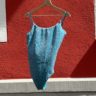 Blue glitter one-piece swimsuit
