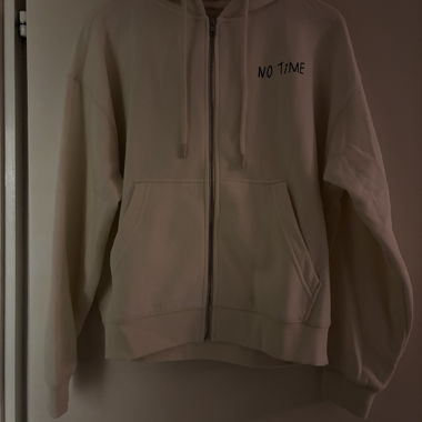 Felpa con zip bianco sporco
