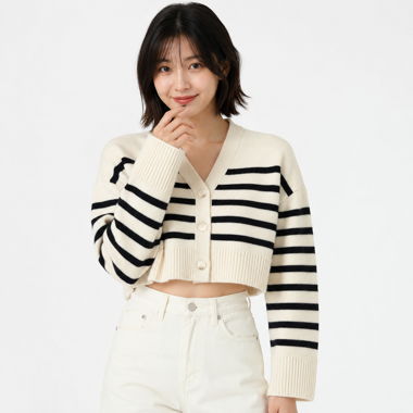 Cardigan court en laine à rayures COS