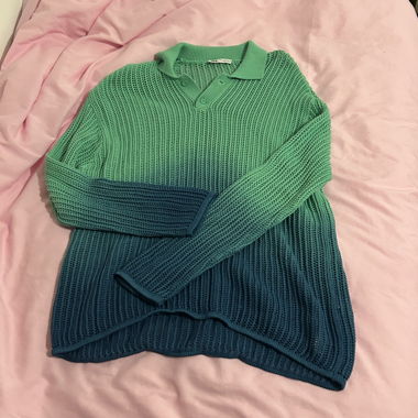 Maglione sfumato verde e blu