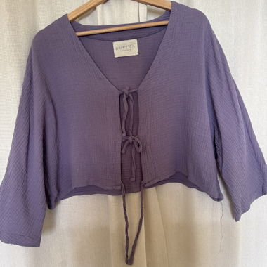 Short Purple Linen Blouse