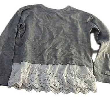Sweat fille gris avec dentelle