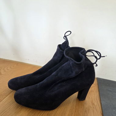 Dark Blue Velvet Ankle Boots