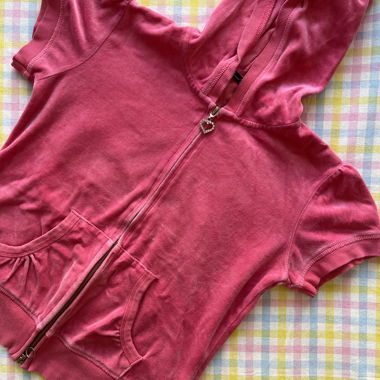Pink Zip-Up Hooded Vest with Rhinestone Detail
