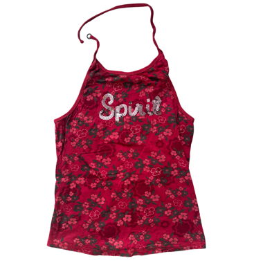 Niedriges Vintage Y2K Spaghetti-Top rot mit S