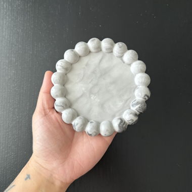 perlen deko tablett marmor