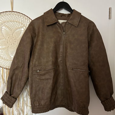 Brown Faux Leather Jacket STR