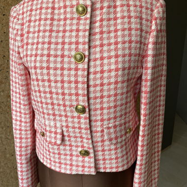 Pink kariertes Tweed-Jäckchen