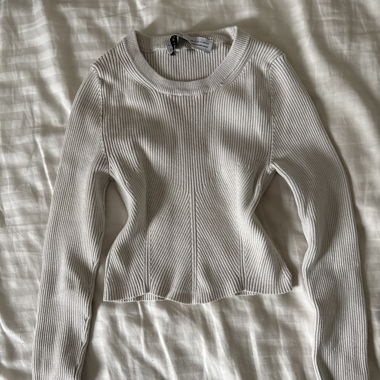 Bershka Cream Long Sleeved Topped 