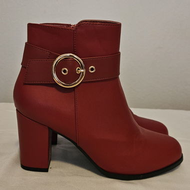 Red ankle boots