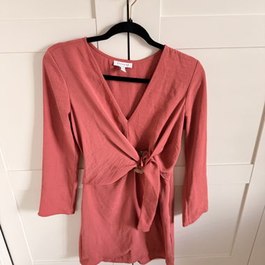 Rosy Wrap Dress with Long Sleeves