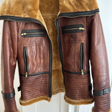 Tan/Brown Leather Aviator jacket 