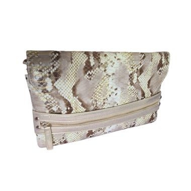 Pochette effet python - Beige & Or
