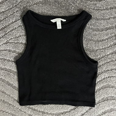 Top senza maniche a coste nero H&M