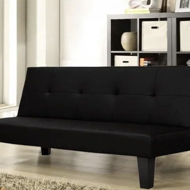 Black faux-leather sofa bed