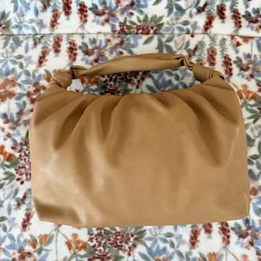 Beige Faux Leather Hobo Bag