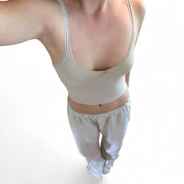 beige top