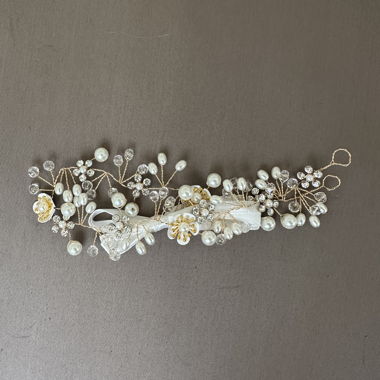 Pearl Hair Accessory Bridal Wedding Gold White