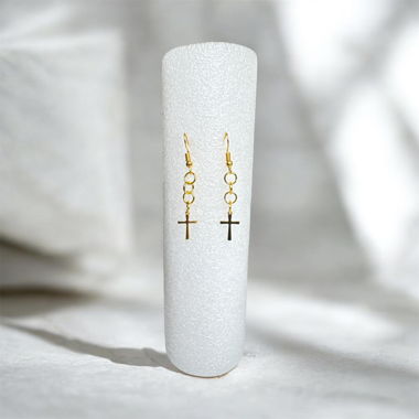 Boucles d’oreilles pendantes Gold Cross - Fait main