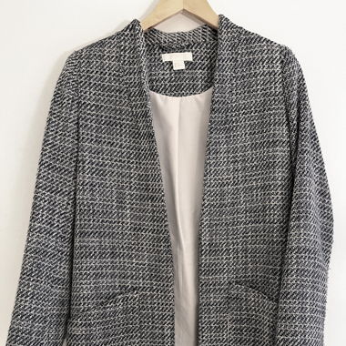 Kurzmantel / Blazer - Hellblau kariert - 32/XS