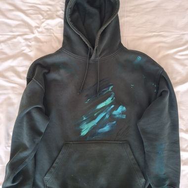 Paint-splatter green hoodie