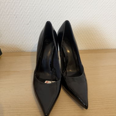 Black patent stilettos