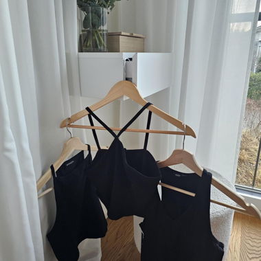 3-Pack Black Crop-Tops — Size S/M — 100% Cotton
