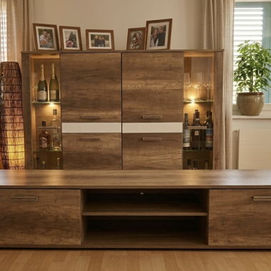 Mobile TV basso con effetto legno