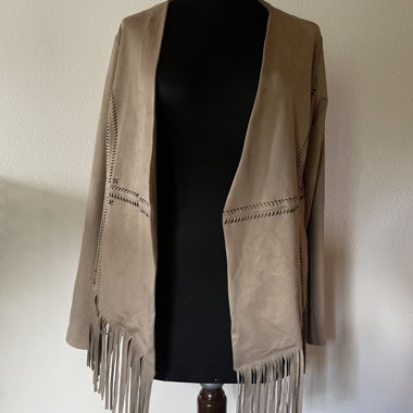 Cardigan à franges imitation daim