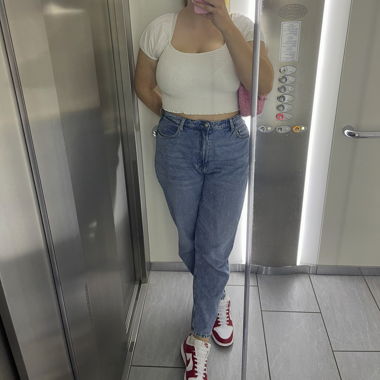 Jeans Vintage a gamba dritta mom jeans vita alta 48