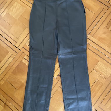 Pantaloni in pelle da donna grigio/oliva