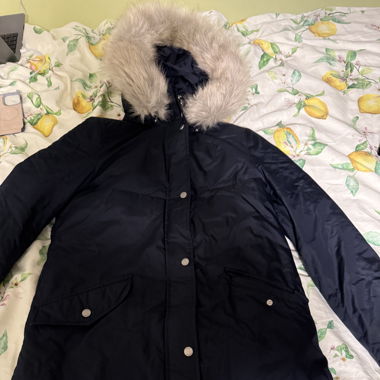 Tommy Hilfiger Winterjacke dunkelblau Fake Fur