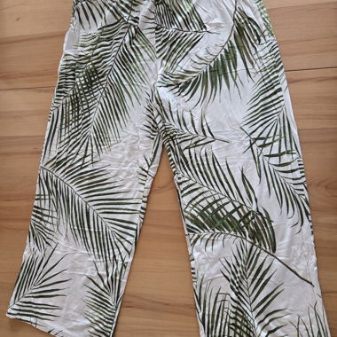 Pantalon en tissu taille EUR L, vert-blanc