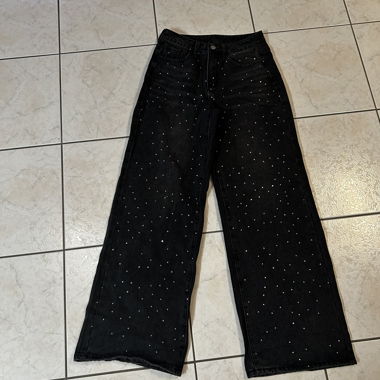 Jeans neri con strass