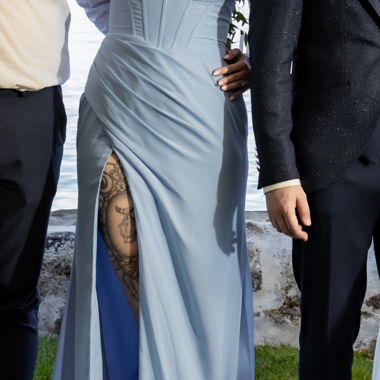 Robe longue bleu clair