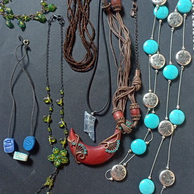 Bundle of necklaces and costume jewellery