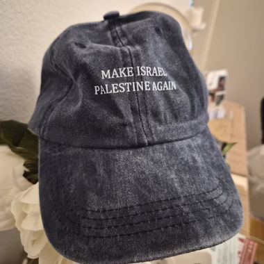 Cappellino in denim nero Free Palestine
