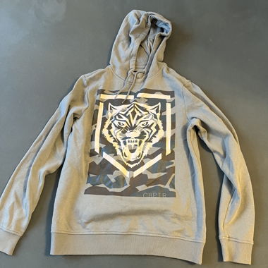 Greenish/Grey Hoodie with Wolf print