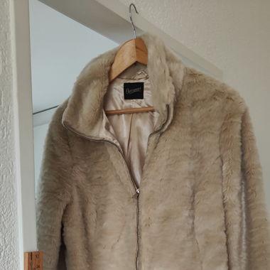 Kunst Fell Jacke  (Beige/Creme)