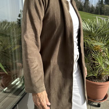 Braune, weiche Long Jacke, kein Strick