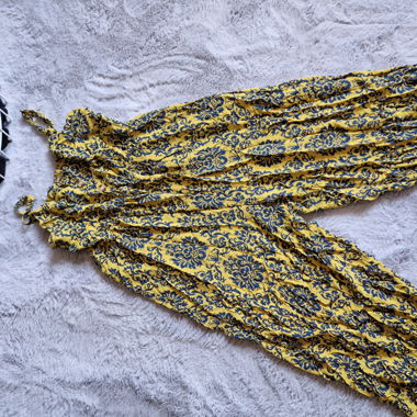 Gelb/Blau gemusterter Jumpsuit