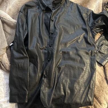 Black Shirt with Leather Effect